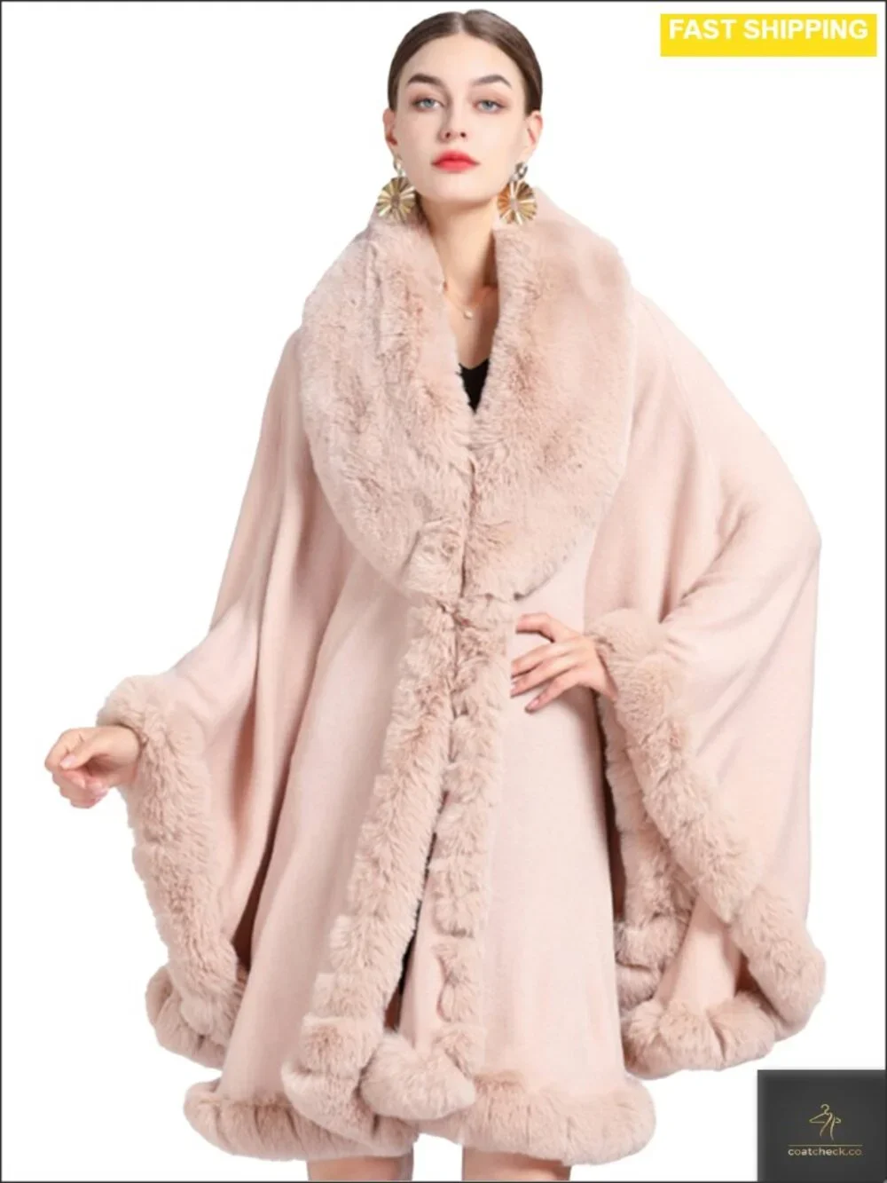 Faux Fur Shawl Wrap Poncho Women One Size Evening Cape